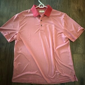 Red and White Striped Polo Shirt